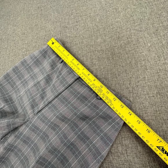 Amanda Smith Plaid Straight Pants Cuffed Size 4 Gray Black Teal Work Business - Picture 10 of 16